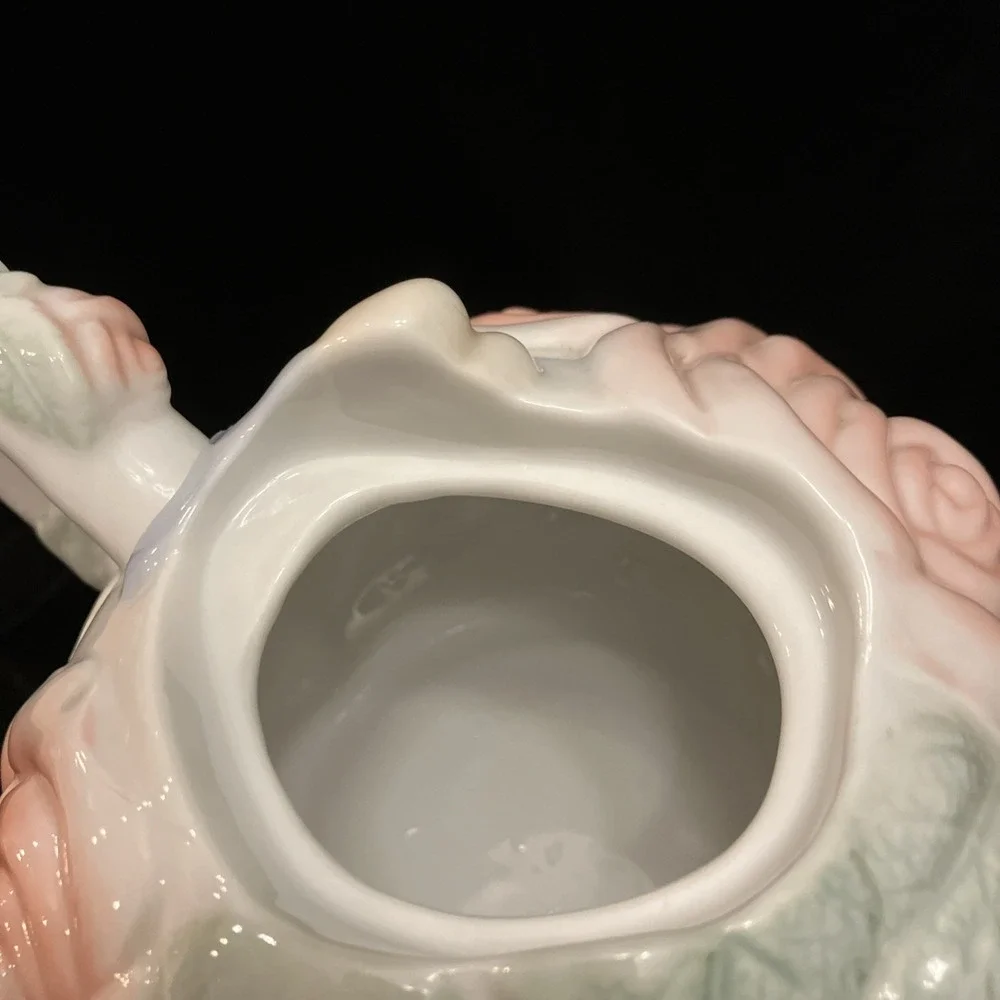 Avon Cherub & Pink Rose Porcelain Display Teapot Victorian Angel Vintage 1990s